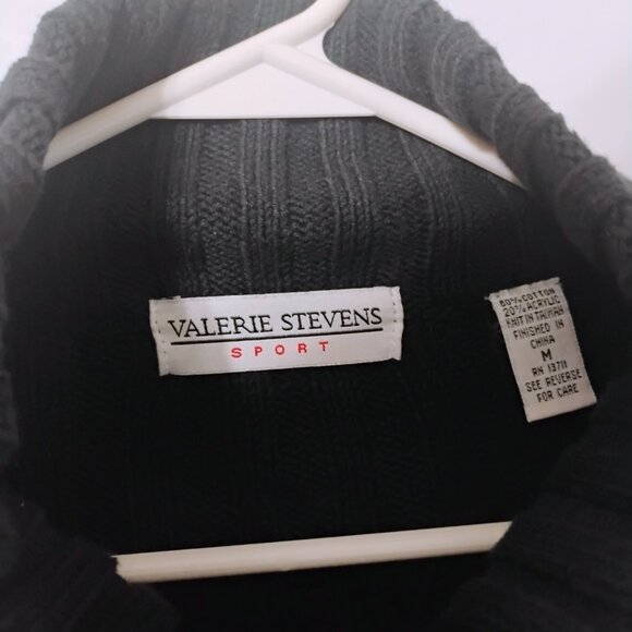 Valerie Stevens Sport Black Ribbed Zip Front Sweater Jacket Size M - Picture 3 of 5